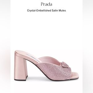 PRADA Crystal Embellished Satin Mules 8.5M
